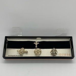 Guess gold tone interchangeable pin velvet choker